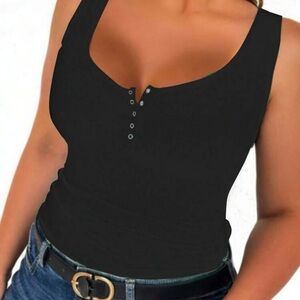 Emery Rose (SHEIN) Black Sleeveless Tank Top